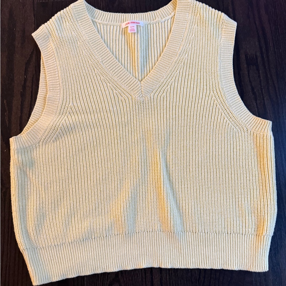Joe Fresh Butter Yellow Ribbed V-Neck Sweater Vest